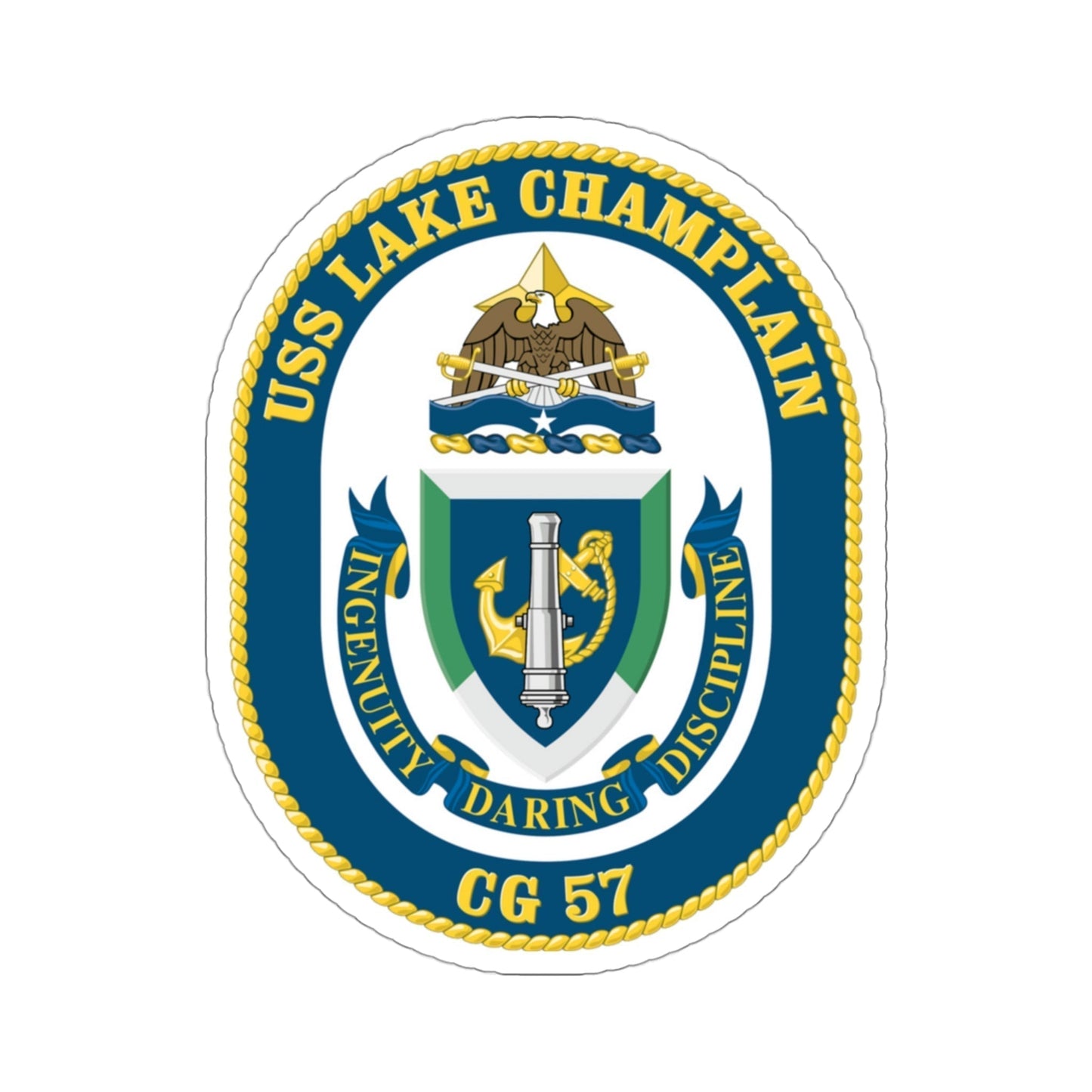 USS Lake Champlan CG 57 Crest (U.S. Navy) STICKER Vinyl Die-Cut Decal-3 Inch-The Sticker Space