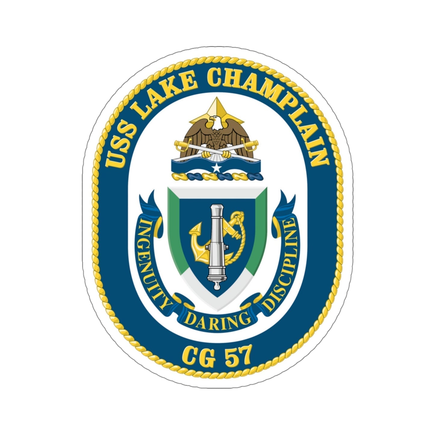 USS Lake Champlan CG 57 Crest (U.S. Navy) STICKER Vinyl Die-Cut Decal-5 Inch-The Sticker Space