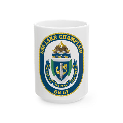 USS Lake Champlan CG 57 Crest (U.S. Navy) White Coffee Mug-15oz-The Sticker Space