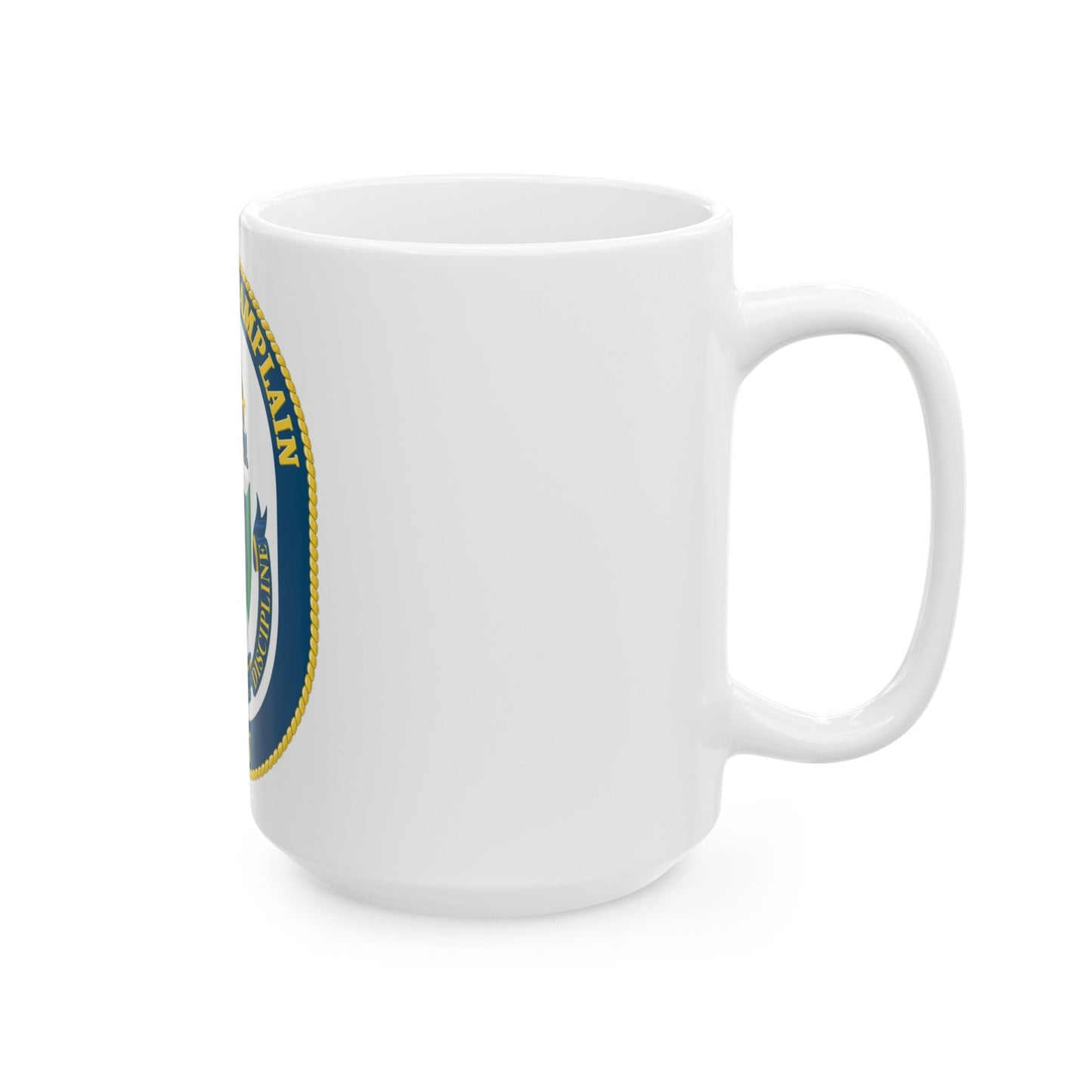 USS Lake Champlan CG 57 Crest (U.S. Navy) White Coffee Mug-The Sticker Space