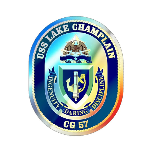 USS Lake Champlan CG 57 (U.S. Navy) Holographic STICKER Die-Cut Vinyl Decal 6 Inch Holographic - The Sticker Space