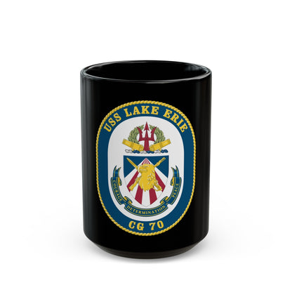 USS Lake Erie CG 70 Crest (U.S. Navy) Black Coffee Mug-15oz-The Sticker Space