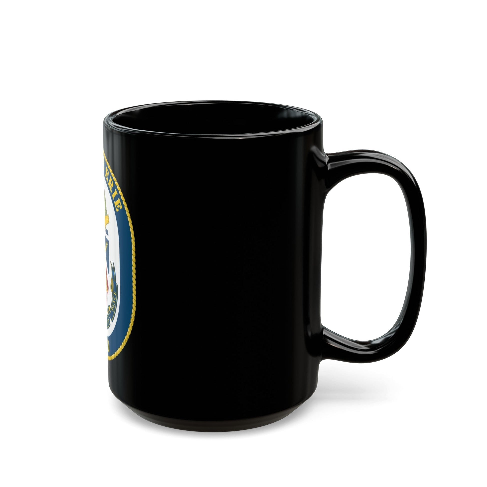 USS Lake Erie CG 70 Crest (U.S. Navy) Black Coffee Mug-The Sticker Space