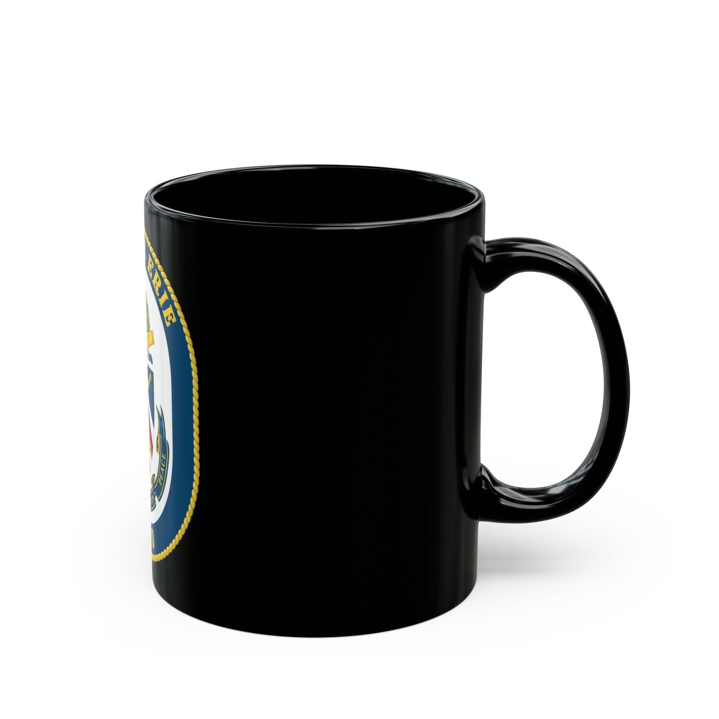 USS Lake Erie CG 70 Crest (U.S. Navy) Black Coffee Mug-The Sticker Space