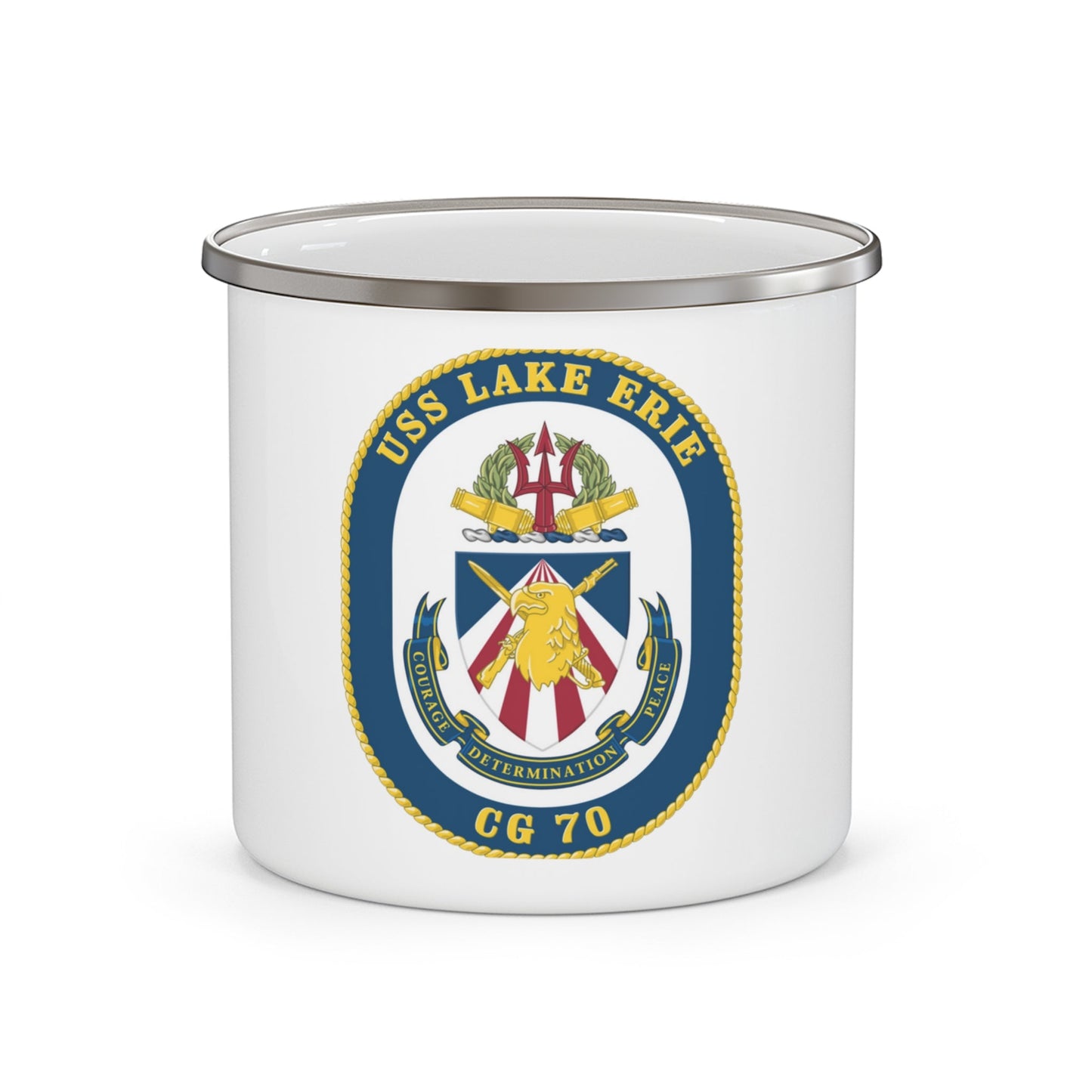 USS Lake Erie CG 70 Crest (U.S. Navy) Enamel Mug 12oz-12oz-The Sticker Space