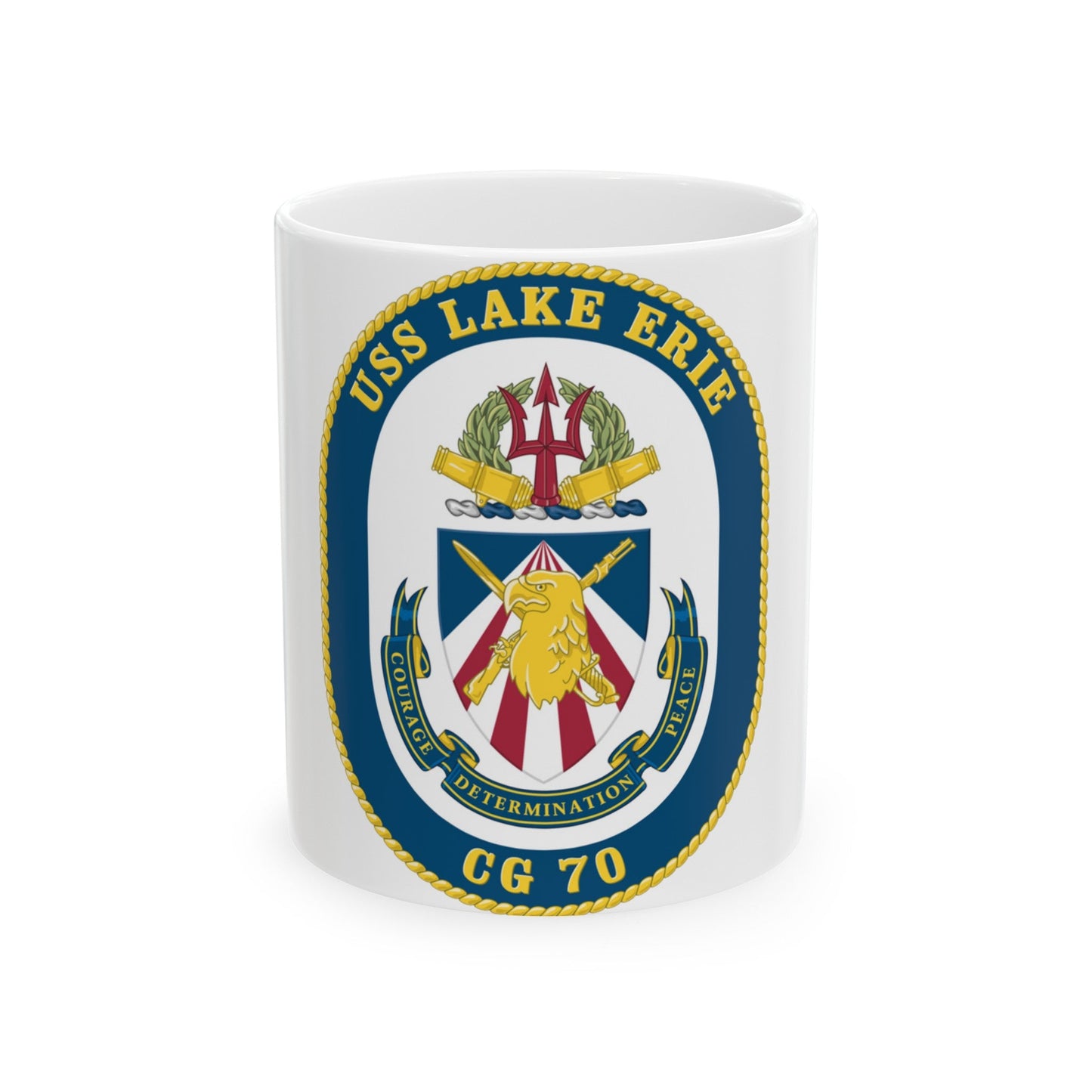 USS Lake Erie CG 70 Crest (U.S. Navy) White Coffee Mug-11oz-The Sticker Space