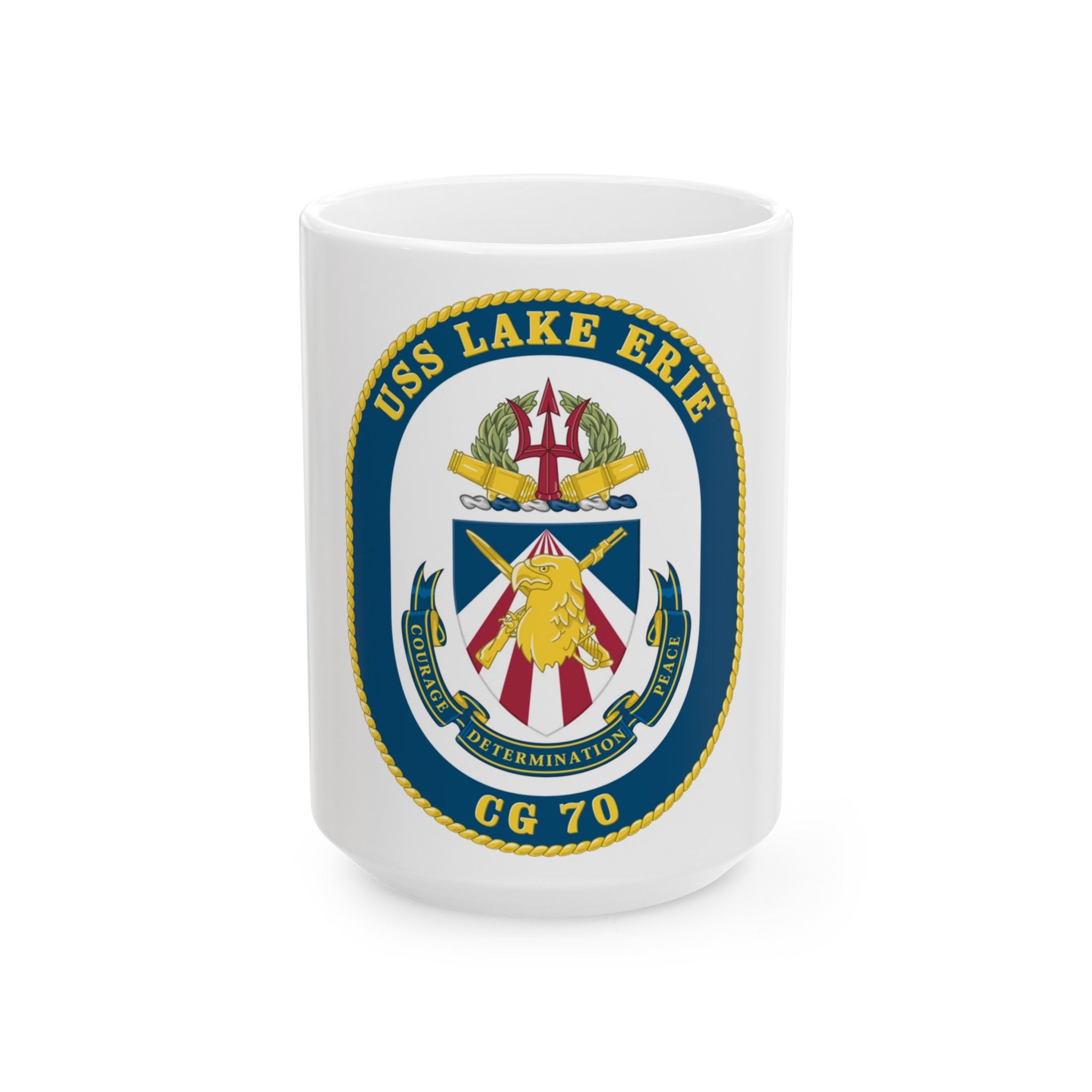 USS Lake Erie CG 70 Crest (U.S. Navy) White Coffee Mug-15oz-The Sticker Space