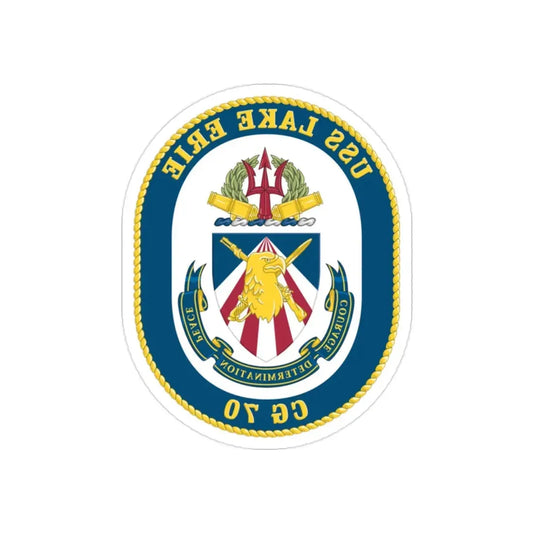USS Lake Erie CG 70 Crest (U.S. Navy) REVERSE PRINT Transparent Die-Cut STICKER 2 Inch Die-Cut Transparent - The Sticker Space