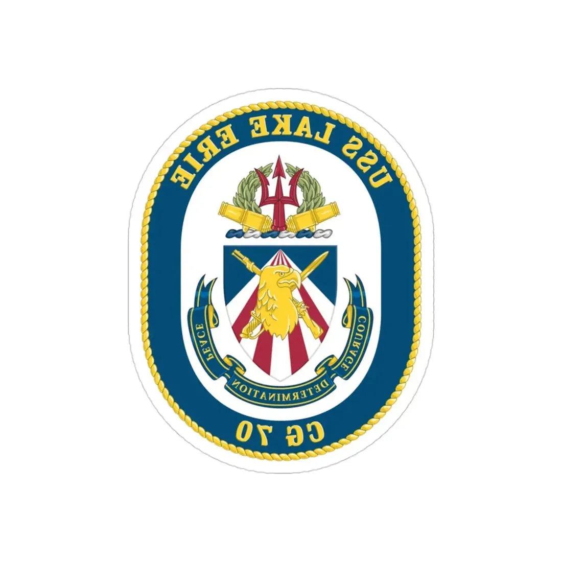 USS Lake Erie CG 70 Crest (U.S. Navy) REVERSE PRINT Transparent Die-Cut STICKER 3 Inch Die-Cut Transparent - The Sticker Space