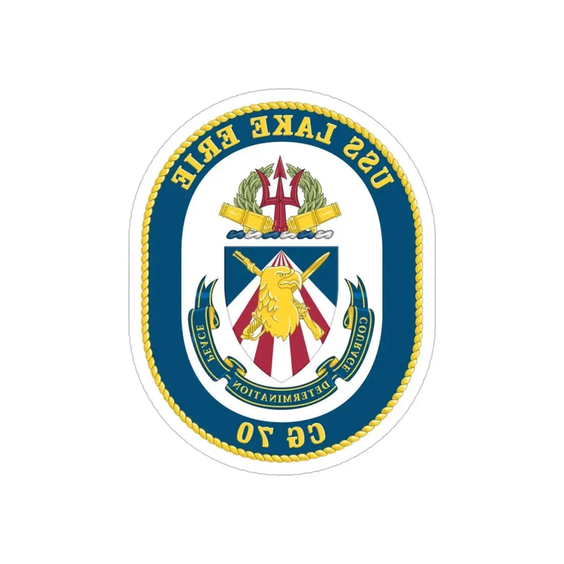 USS Lake Erie CG 70 Crest (U.S. Navy) REVERSE PRINT Transparent Die-Cut STICKER 6 Inch Die-Cut Transparent - The Sticker Space