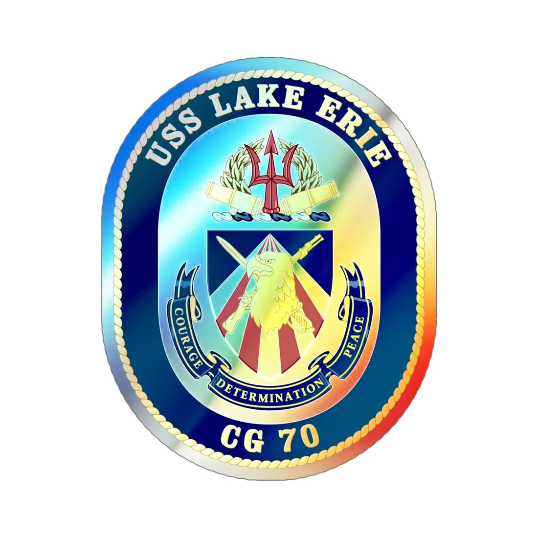 USS Lake Erie CG 70 (U.S. Navy) Holographic STICKER Die-Cut Vinyl Decal 5 Inch Holographic - The Sticker Space