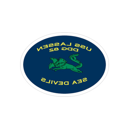 USS Lassen DDG 82 Sea Devils New 2018 (U.S. Navy) REVERSE PRINT Transparent STICKER-2" × 2"-The Sticker Space