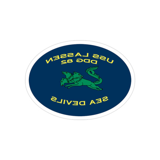 USS Lassen DDG 82 Sea Devils New 2018 (U.S. Navy) REVERSE PRINT Transparent STICKER-2" × 2"-The Sticker Space