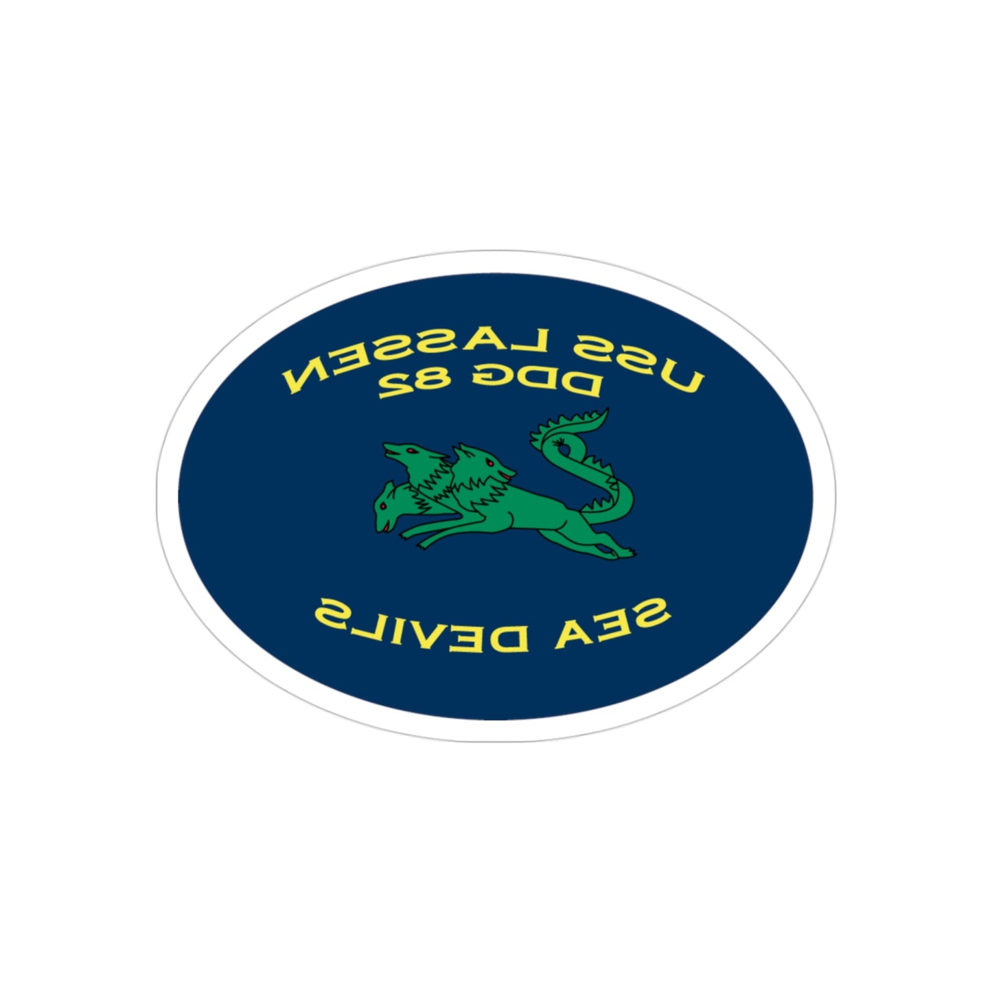 USS Lassen DDG 82 Sea Devils New 2018 (U.S. Navy) REVERSE PRINT Transparent STICKER-3" × 3"-The Sticker Space