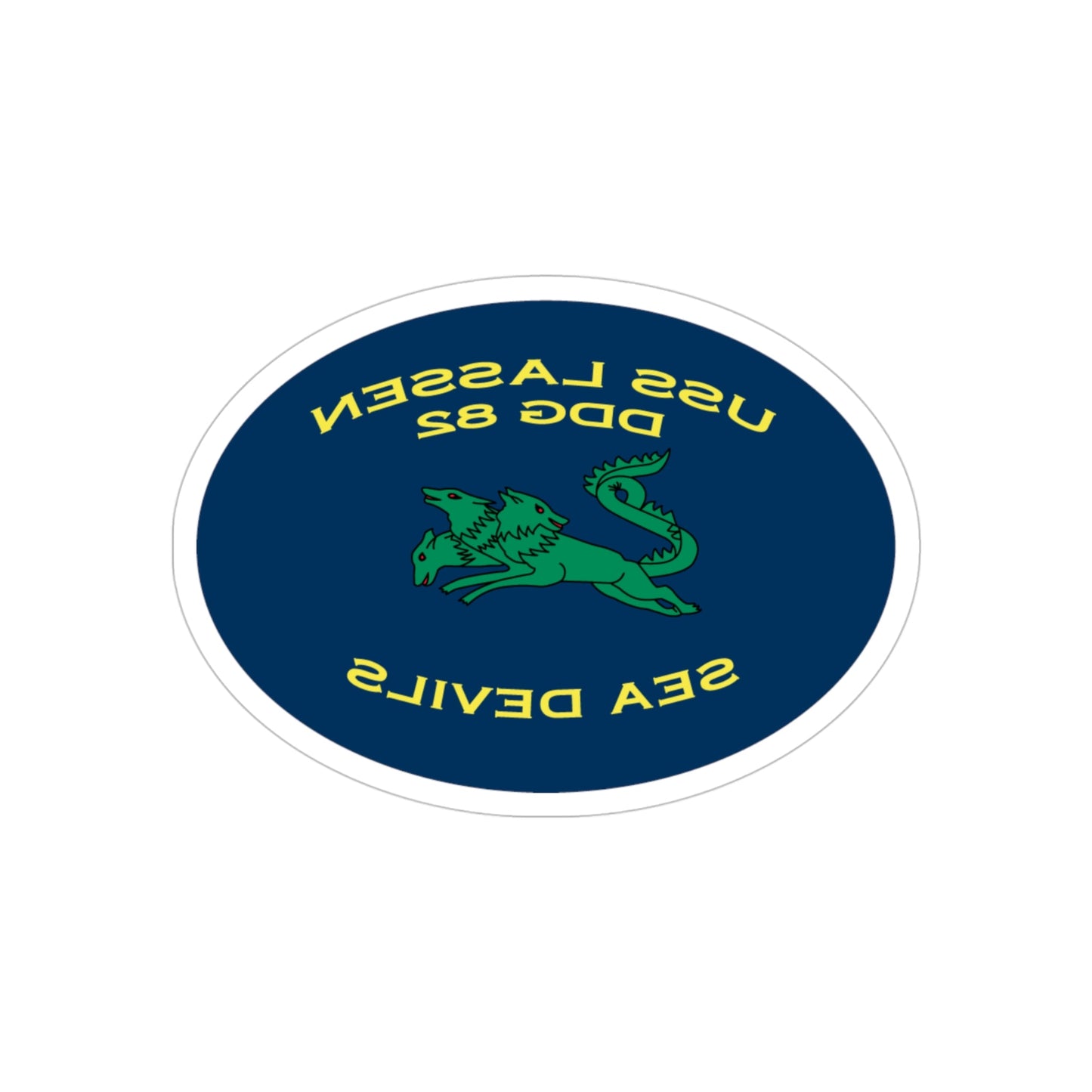 USS Lassen DDG 82 Sea Devils New 2018 (U.S. Navy) REVERSE PRINT Transparent STICKER-4" × 4"-The Sticker Space