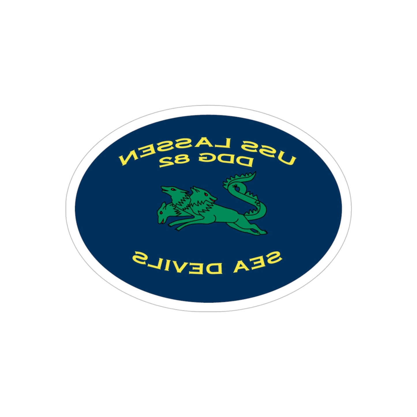 USS Lassen DDG 82 Sea Devils New 2018 (U.S. Navy) REVERSE PRINT Transparent STICKER-5" × 5"-The Sticker Space