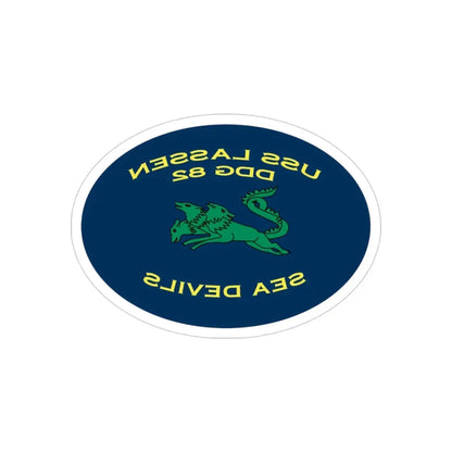 USS Lassen DDG 82 Sea Devils New 2018 (U.S. Navy) REVERSE PRINT Transparent Die-Cut STICKER 3 Inch Die-Cut Transparent - The Sticker Space