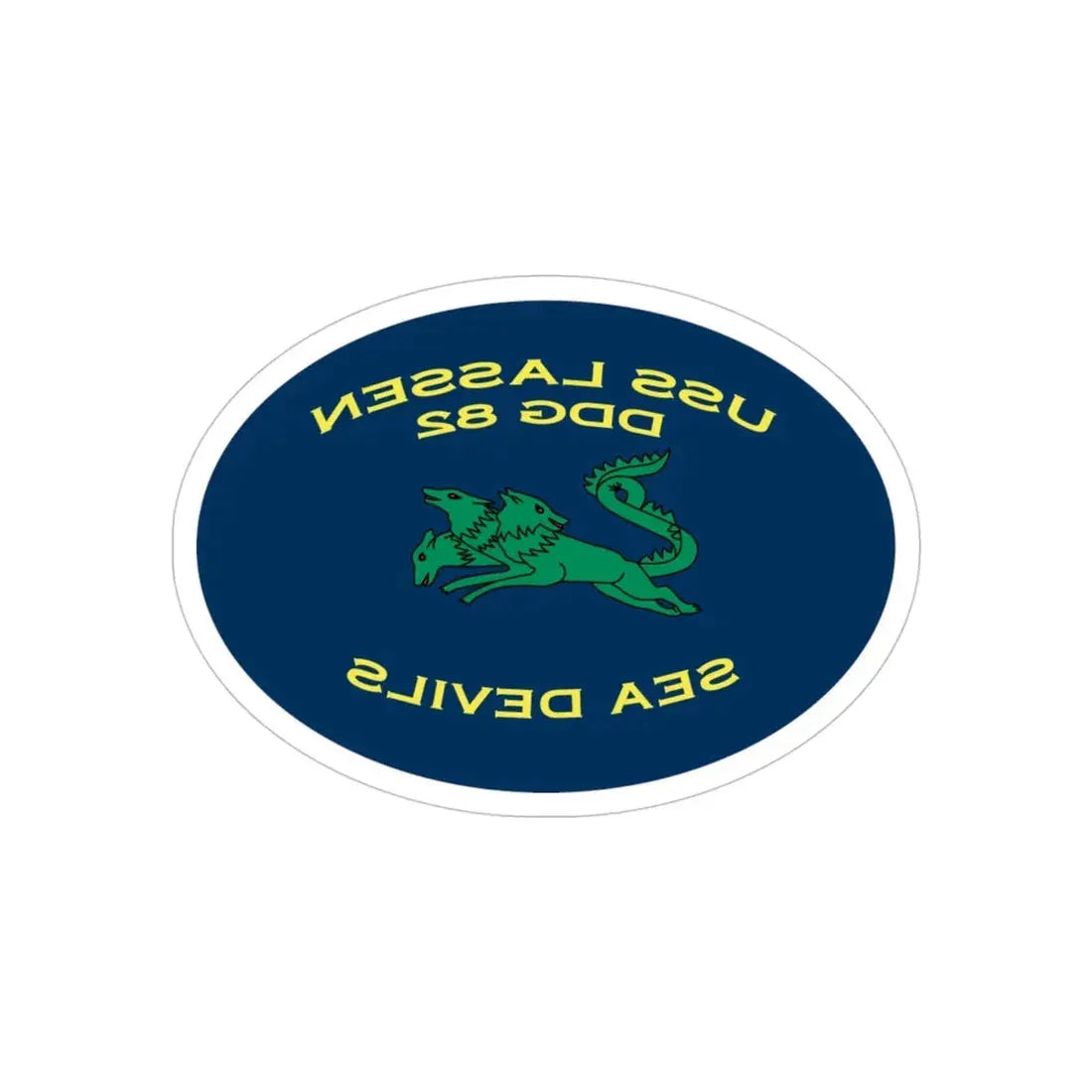 USS Lassen DDG 82 Sea Devils New 2018 (U.S. Navy) REVERSE PRINT Transparent Die-Cut STICKER 4 Inch Die-Cut Transparent - The Sticker Space