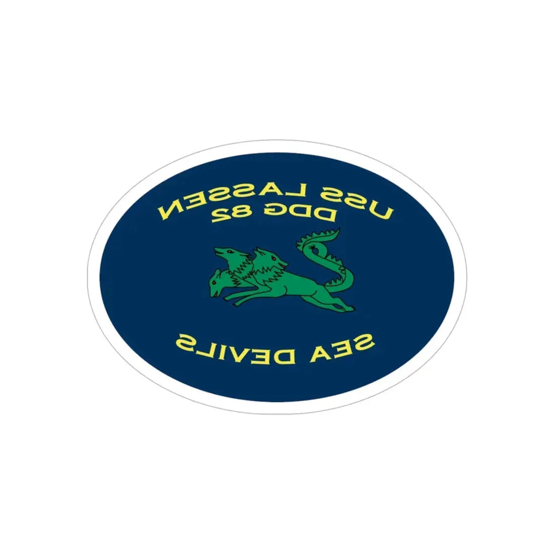 USS Lassen DDG 82 Sea Devils New 2018 (U.S. Navy) REVERSE PRINT Transparent Die-Cut STICKER 5 Inch Die-Cut Transparent - The Sticker Space