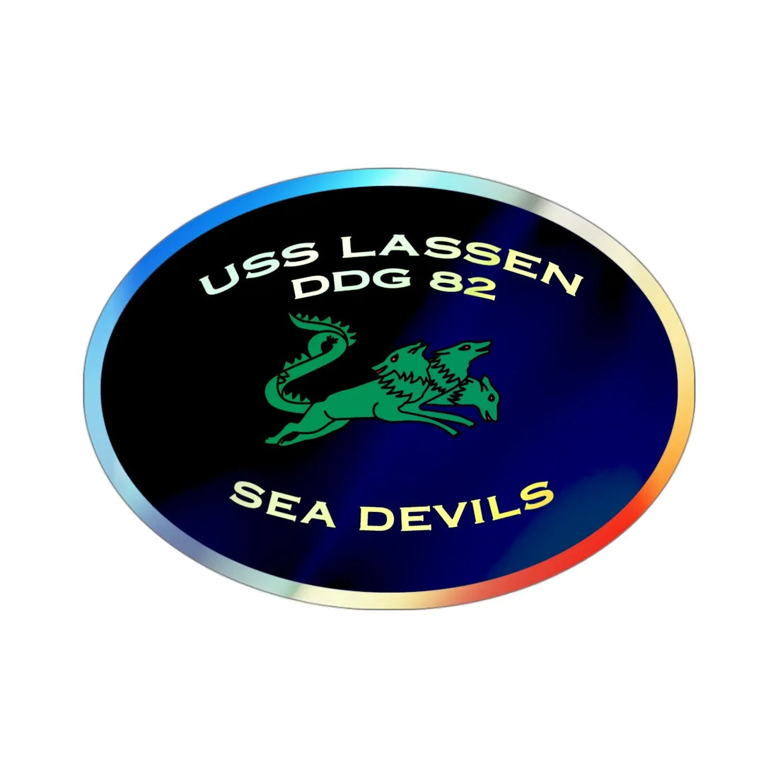 USS Lassen DDG 82 Sea Devils (U.S. Navy) Holographic STICKER Die-Cut Vinyl Decal 3 Inch Holographic - The Sticker Space