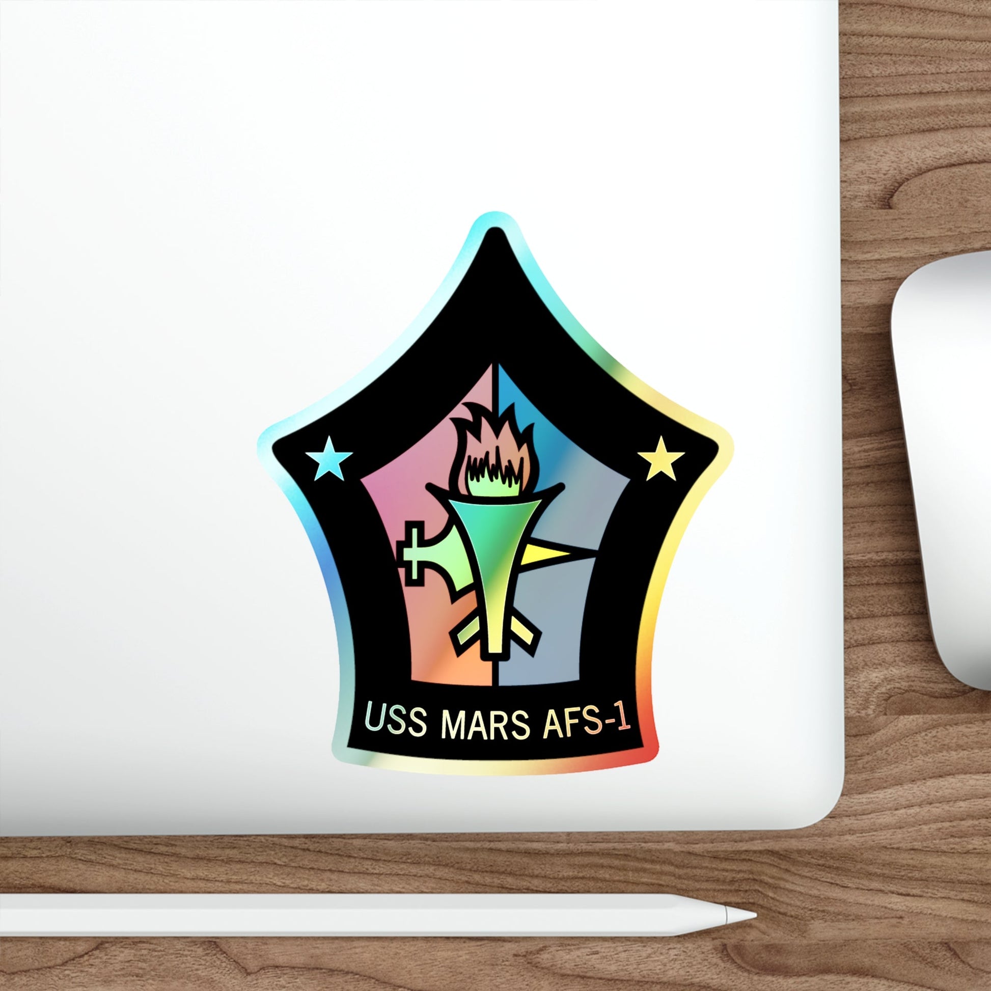 USS Mars AFS 1 (U.S. Navy) Holographic STICKER Die-Cut Vinyl Decal-The Sticker Space