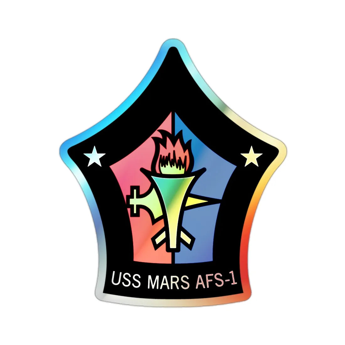 USS Mars AFS 1 (U.S. Navy) Holographic STICKER Die-Cut Vinyl Decal 2 Inch Holographic - The Sticker Space