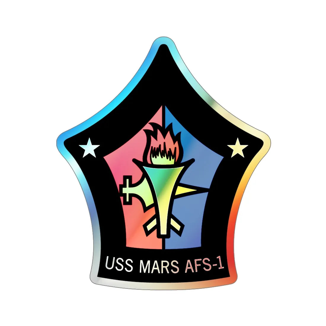 USS Mars AFS 1 (U.S. Navy) Holographic STICKER Die-Cut Vinyl Decal 6 Inch Holographic - The Sticker Space