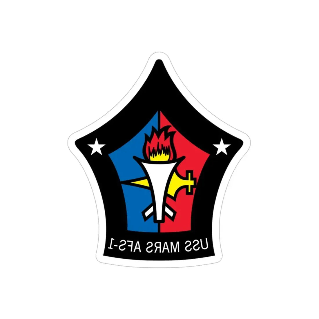 USS Mars AFS 1 (U.S. Navy) REVERSE PRINT Transparent Die-Cut STICKER 4 Inch Die-Cut Transparent - The Sticker Space