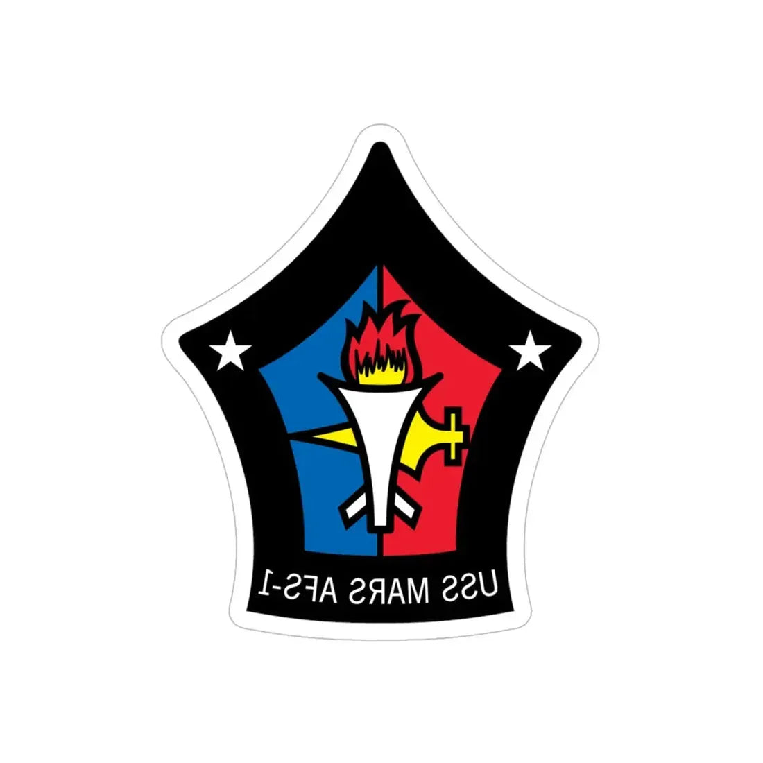 USS Mars AFS 1 (U.S. Navy) REVERSE PRINT Transparent Die-Cut STICKER 6 Inch Die-Cut Transparent - The Sticker Space