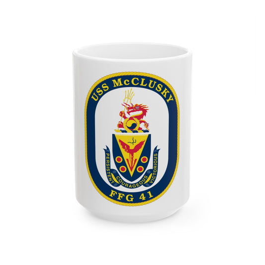 USS McClusky FFG 41 (U.S. Navy) White Coffee Mug-15oz-The Sticker Space