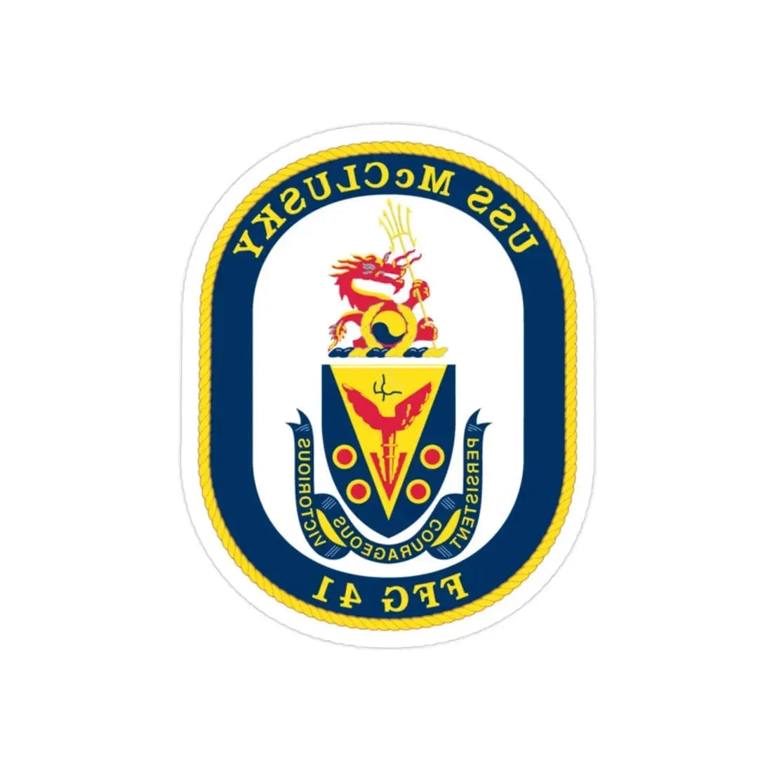 USS McClusky FFG 41 (U.S. Navy) REVERSE PRINT Transparent Die-Cut STICKER 2 Inch Die-Cut Transparent - The Sticker Space