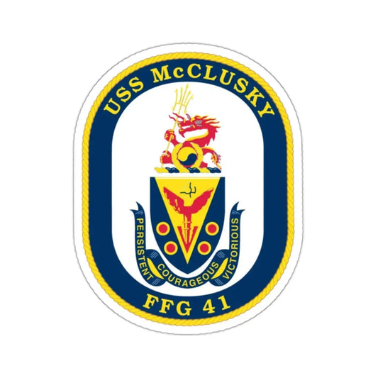 USS McClusky FFG 41 (U.S. Navy) STICKER Vinyl Kiss-Cut Decal 2 Inch White - The Sticker Space