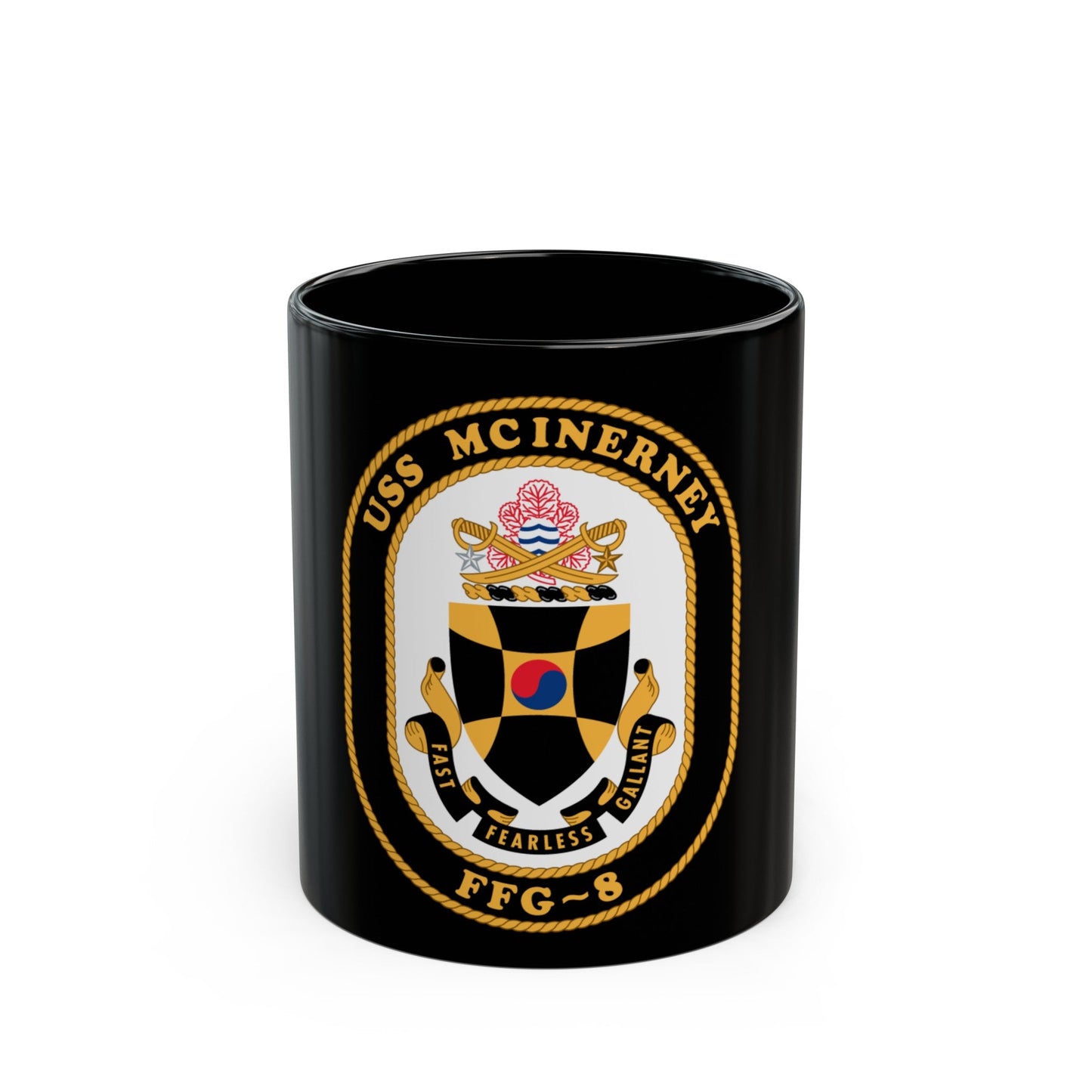 USS McInerney FFG 8 (U.S. Navy) Black Coffee Mug-11oz-The Sticker Space