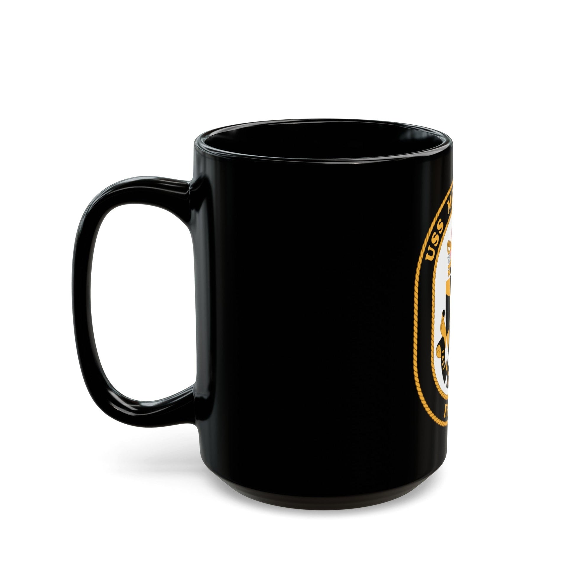 USS McInerney FFG 8 (U.S. Navy) Black Coffee Mug-The Sticker Space