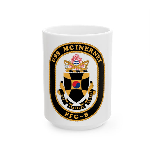 USS McInerney FFG 8 (U.S. Navy) White Coffee Mug-15oz-The Sticker Space