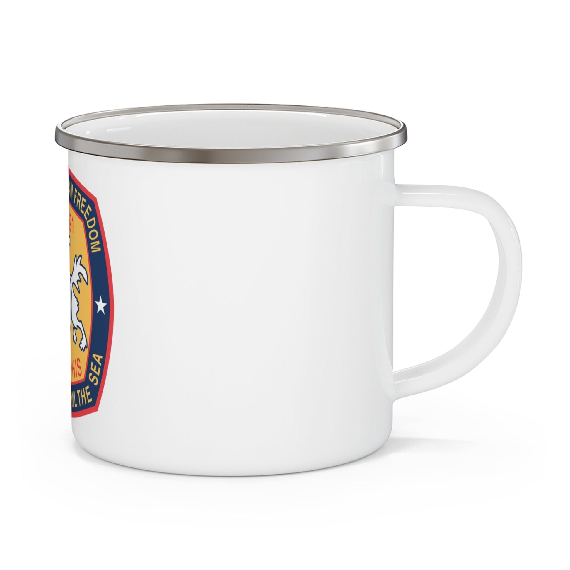 USS Memphis SSN 691 In Defence of the Human Freedom (U.S. Navy) Enamel Mug 12oz-12oz-The Sticker Space