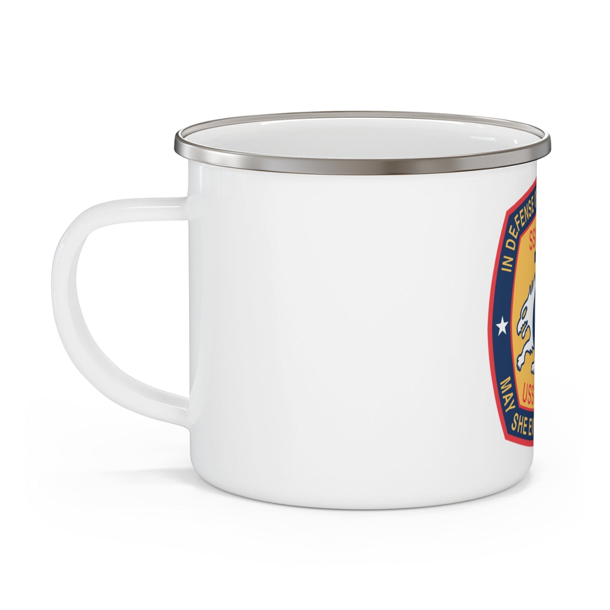 USS Memphis SSN 691 In Defence of the Human Freedom (U.S. Navy) Enamel Mug 12oz-12oz-The Sticker Space