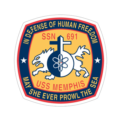 USS Memphis SSN 691 In Defence of the Human Freedom (U.S. Navy) STICKER Vinyl Die-Cut Decal-4 Inch-The Sticker Space