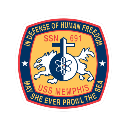 USS Memphis SSN 691 In Defence of the Human Freedom (U.S. Navy) STICKER Vinyl Kiss-Cut Decal