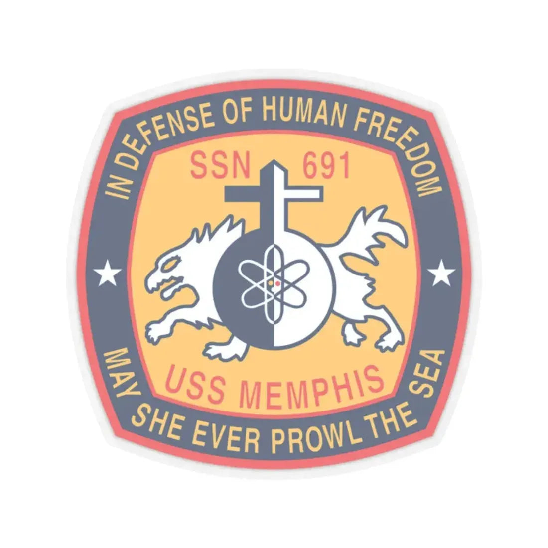 USS Memphis SSN 691 In Defence of the Human Freedom (U.S. Navy) STICKER Vinyl Kiss-Cut Decal 2 Inch Transparent - The Sticker Space