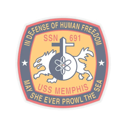 USS Memphis SSN 691 In Defence of the Human Freedom (U.S. Navy) STICKER Vinyl Kiss-Cut Decal 6 Inch Transparent - The Sticker Space