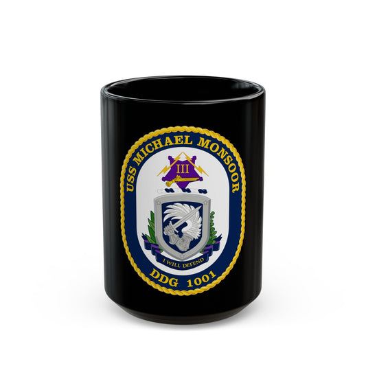 USS Michael Monsoor DDG 1001 Crest (U.S. Navy) Black Coffee Mug-15oz-The Sticker Space