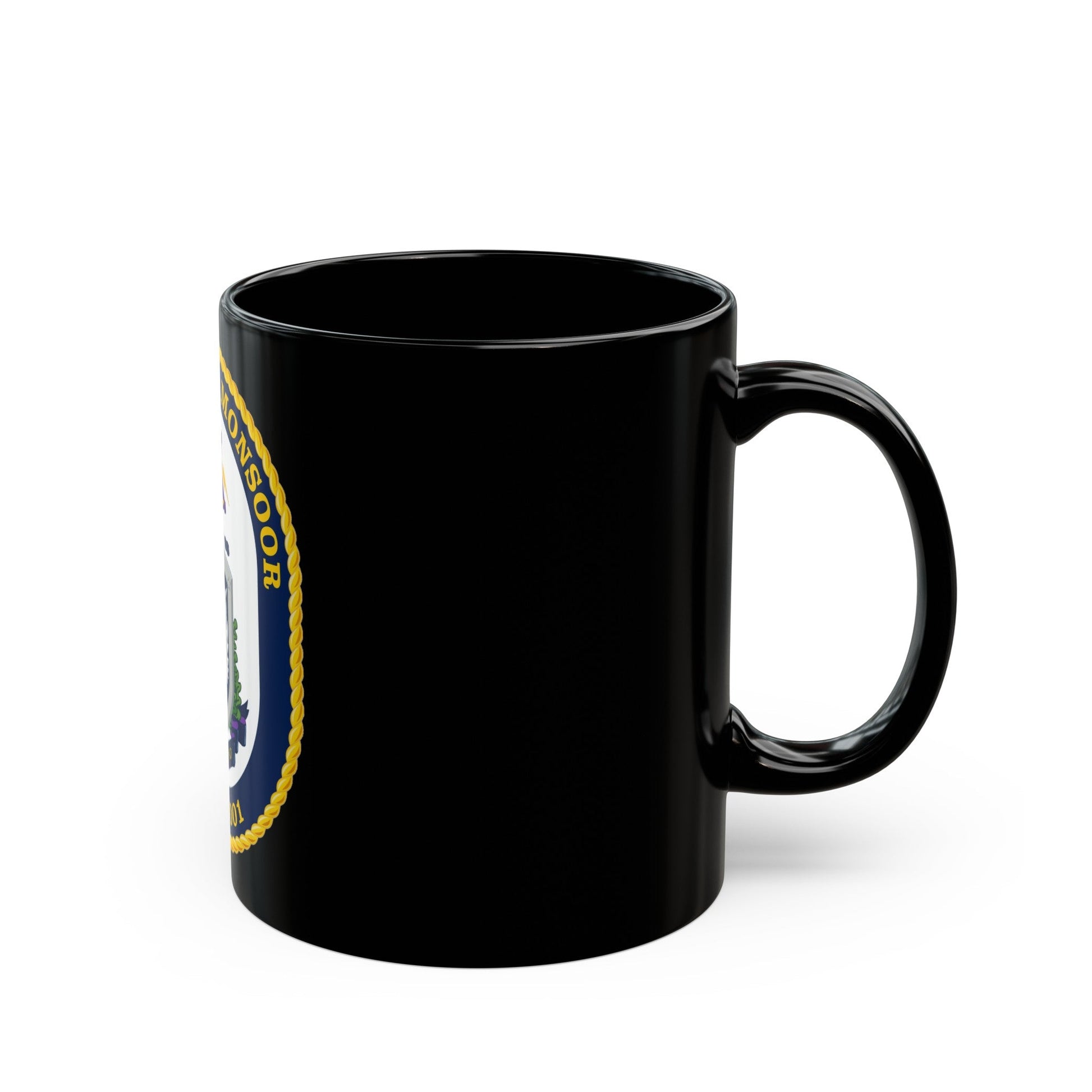 USS Michael Monsoor DDG 1001 Crest (U.S. Navy) Black Coffee Mug-The Sticker Space