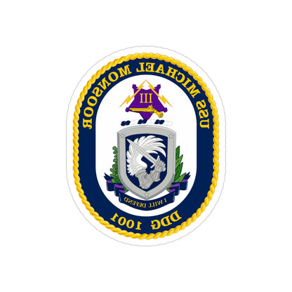 USS Michael Monsoor DDG 1001 Crest (U.S. Navy) REVERSE PRINT Transparent STICKER-5" × 5"-The Sticker Space