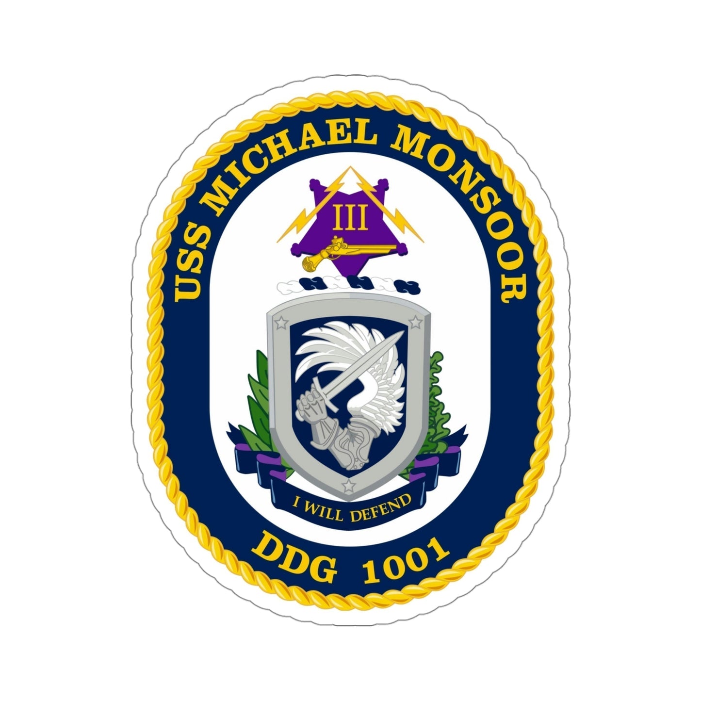 USS Michael Monsoor DDG 1001 Crest (U.S. Navy) STICKER Vinyl Die-Cut Decal-4 Inch-The Sticker Space