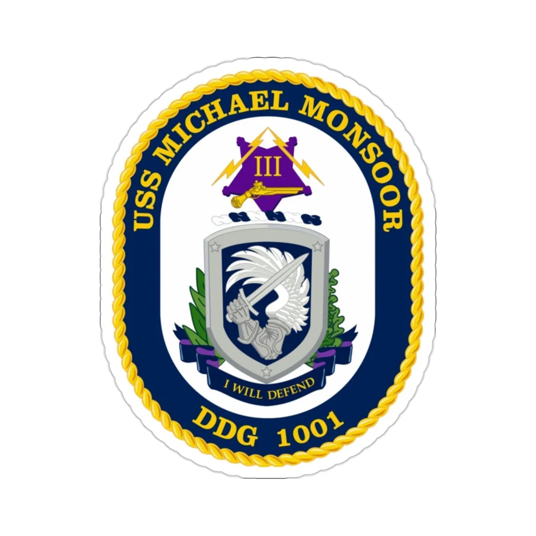 USS Michael Monsoor DDG 1001 Crest (U.S. Navy) STICKER Vinyl Die-Cut Decal 2 Inch - The Sticker Space
