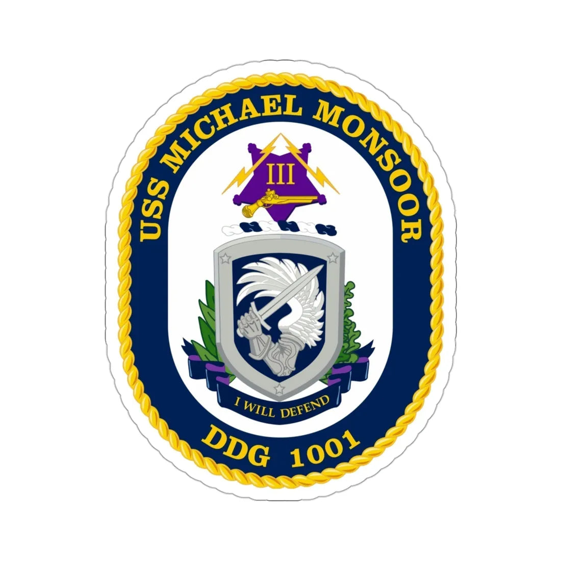 USS Michael Monsoor DDG 1001 Crest (U.S. Navy) STICKER Vinyl Die-Cut Decal 3 Inch - The Sticker Space