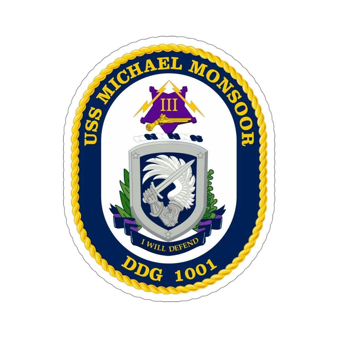 USS Michael Monsoor DDG 1001 Crest (U.S. Navy) STICKER Vinyl Die-Cut Decal 5 Inch - The Sticker Space