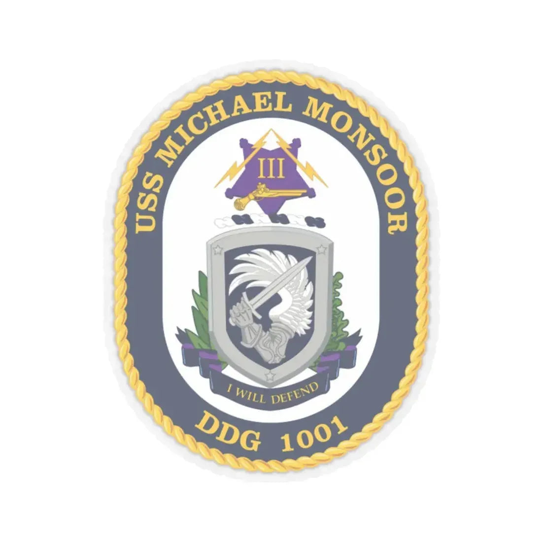 USS Michael Monsoor DDG 1001 Crest (U.S. Navy) STICKER Vinyl Kiss-Cut Decal 2 Inch Transparent - The Sticker Space