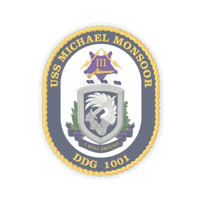 USS Michael Monsoor DDG 1001 Crest (U.S. Navy) STICKER Vinyl Kiss-Cut Decal 2 Inch Transparent - The Sticker Space